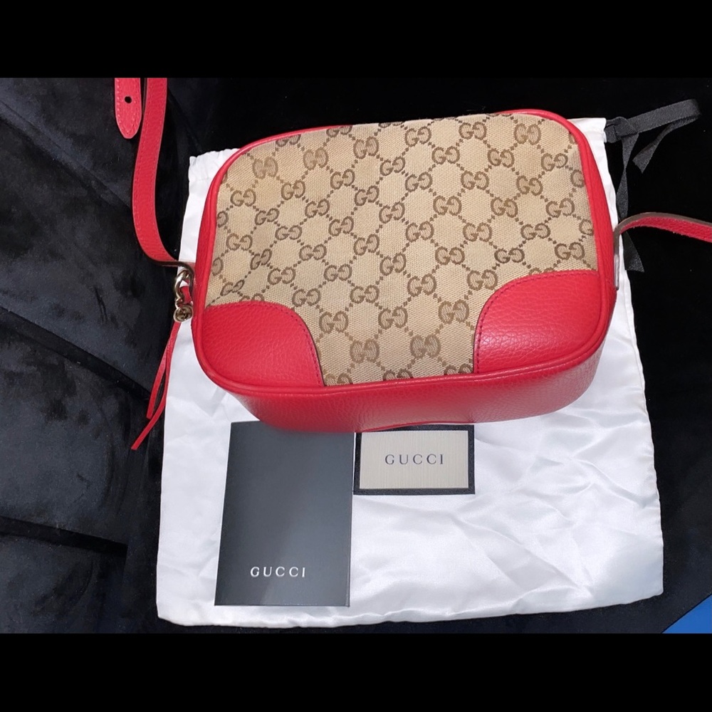 Authentic red and brown Gucci crossbody bag